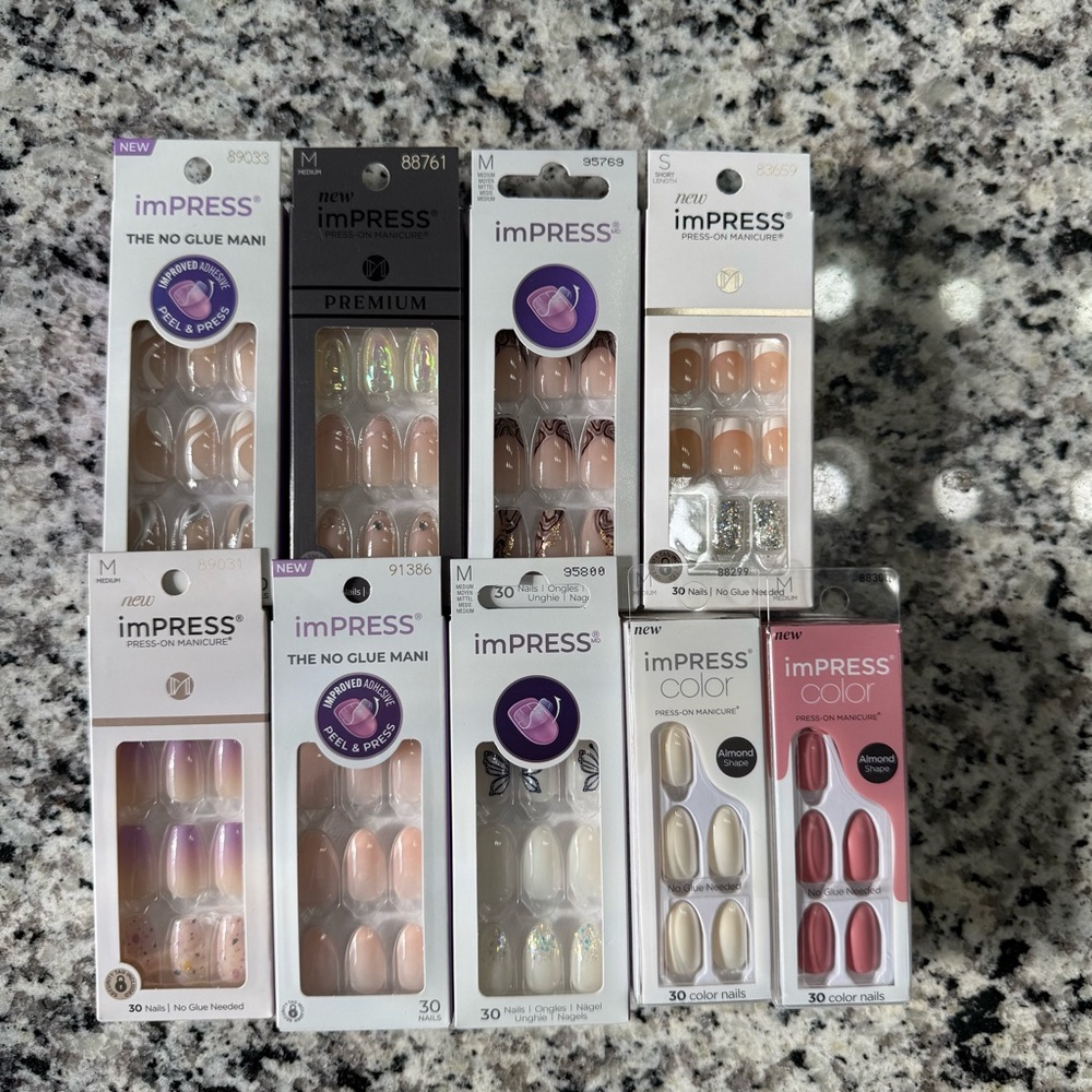 Bundle of 9 Impress Kiss Nails- Press on Manicure